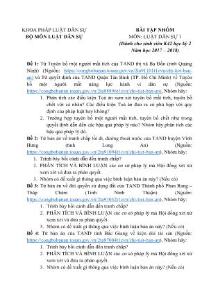 Bài tập nhóm học kỳ 2 môn Luật dân sự 1 - Năm học 2017-2018