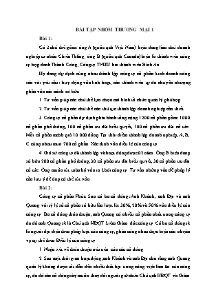 Bài tập nhóm môn Luật thương mại 1 (Dùng cho kỳ 2 năm học 2017-2018)
