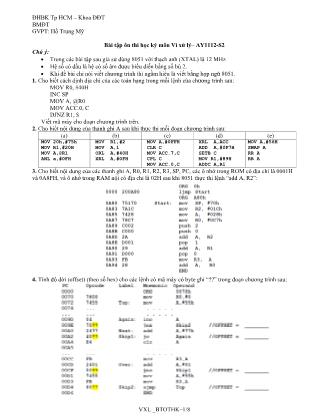 Bài tập ôn thi học kỳ môn Vi xử lý - Hồ Trung Mỹ