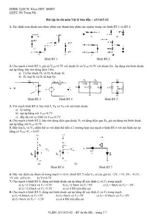 Bài tập ôn thi môn Vật lý bán dẫn - Hồ Trung Mỹ