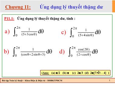 Bài tập Toán kỹ thuật - Chương 11: Ứng dụng lý thuyết thặng dư