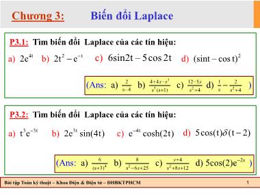 Bài tập Toán kỹ thuật - Chương 3: Biến đổi Laplace
