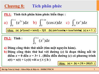 Bài tập Toán kỹ thuật - Chương 8: Tích phân phức