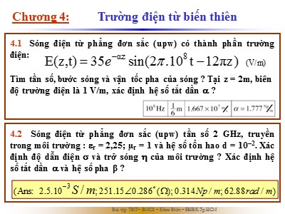 Bài tập Trường điện từ - Chương 4: Trường điện từ biến thiên
