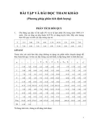 Bài tập và bài đọc tham khảo môn Xác suất thống kê (Phương pháp phân tích định lượng)