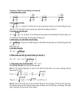 Bài tập Vật lý đại cương 2 - Chương 6: Thuyết tương đối hẹp của Einstein