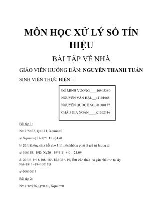 Báo cáo Bài tập lớn môn Xử lý số tín hiệu - Châu Gia Ngân