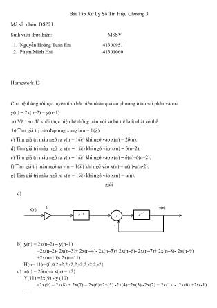 Báo cáo Bài tập lớn môn Xử lý số tín hiệu - Chương 3 - Phạm Minh Hải