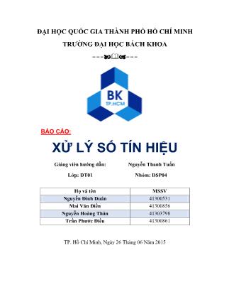 Báo cáo Bài tập lớn môn Xử lý số tín hiệu - Mai Văn Điền