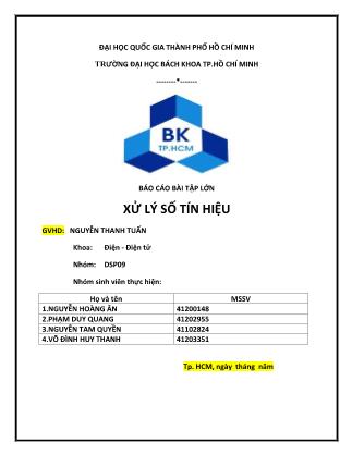 Báo cáo Bài tập lớn môn Xử lý số tín hiệu - Nguyễn Hoàng Ân
