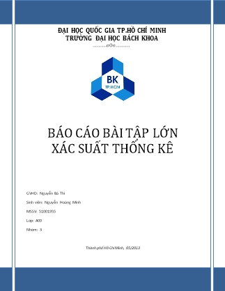 Báo cáo bài tập lớn Xác suất thống kê - Nguyễn Hoàng Minh