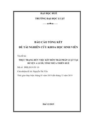 Báo cáo đề tài Thực trạng hủy việc kết hôn trái pháp luật tại huyện A Lưới, tỉnh Thừa Thiên Huế