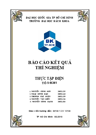 Báo cáo Kết quả thí nghiệm Thực tập điện - Nguyễn Công Hơn