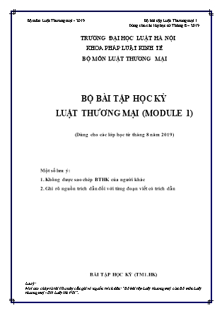 Bộ bài tập học kỳ Luật thương mại (Module 1) (Dùng cho các lớp học từ tháng 8 năm 2019)