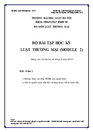 Bộ bài tập học kỳ Luật thương mại (Module 2) (Dùng cho các lớp học từ  tháng 8 năm 2019)