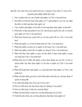 Bộ đề câu hỏi thi vấn đáp Dân sự 2 (Phần câu hỏi lý thuyết)