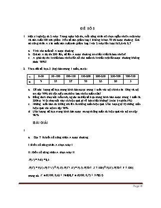 Bộ đề thi môn Xác suất thống kê - Đề 3 và 4 (Có đáp án)