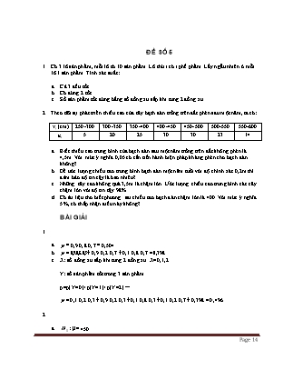 Bộ đề thi môn Xác suất thống kê - Đề 5 và 6 (Có đáp án)