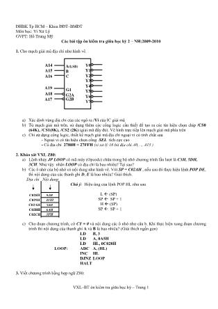 Các bài tập ôn kiểm tra giữa học kỳ 2 môn Vi xử lý - Năm học 2009-2010 - Hồ Trung Mỹ