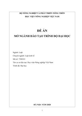 Đề án mở ngành đào tạo trình độ Đại học - Ngành: Luật - Học viện Nông nghiệp Việt Nam