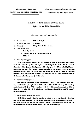 Đề cương chi tiết học phần Điều khiển logic - Đại học Công nghiệp Hà Nội