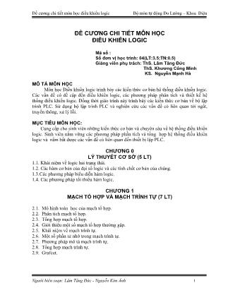 Đề cương chi tiết môn học Điều khiển Logic - Lâm Tăng Đức