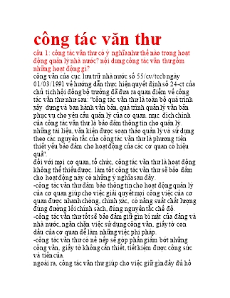 Đề cương môn Công tác văn thư