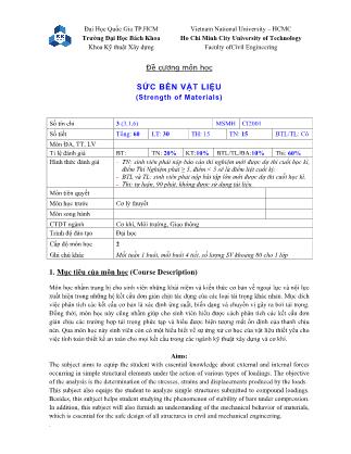 Đề cương môn học Sức bền vật liệu (Strength of materials)