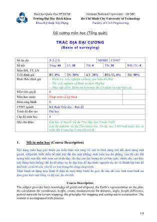 Đề cương môn học Trắc địa đại cương (Basis of surveying)