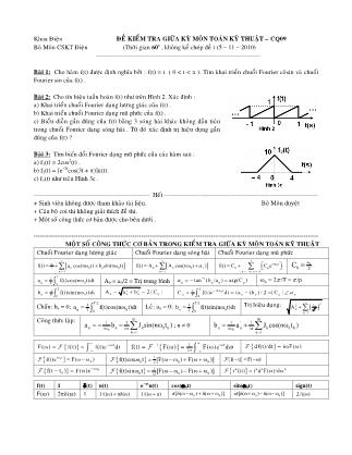 Đề kiểm tra giữa kỳ môn Toán kỹ thuật Lớp CQ09 năm 2010
