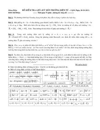 Đề kiểm tra giữa kỳ môn Trường điện từ Lớp CQ10 năm 2011