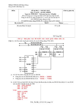 Đề thi học kỳ 2 môn Vi xử lý - Năm học 2012-2013 - Hồ Trung Mỹ