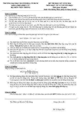 Đề thi học kỳ môn Xử lý số tín hiệu năm 2014 - Lê Ngọc Phú