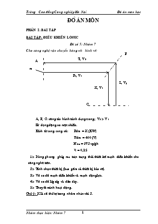 Đồ án Điều khiển logic - Phần bài tập - Trường Cao đẳng công nghiệp Hà Nội
