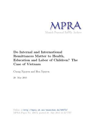 Do internal and international remittances matter to health, education and labor of children? The case of Vietnam