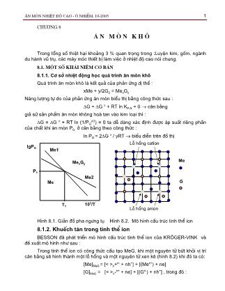 Giáo trình Ăn mòn nhiệt độ cao - Ô nhiễm - Chương 8: Ăn mòn khô