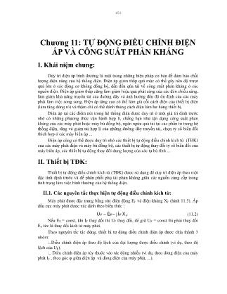 Giáo trình Bảo vệ rơle và tự động hóa - Chương 11: Tự động điều chỉnh điện áp và công suất phản kháng