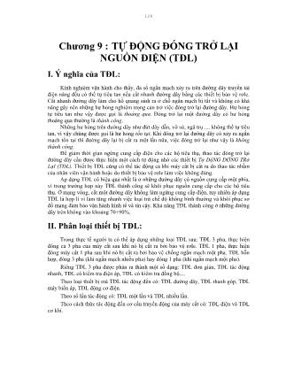 Giáo trình Bảo vệ rơle và tự động hóa - Chương 9: Tự động đóng trở lại nguồn điện (TĐL)