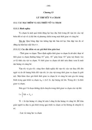Giáo trình Cơ học lý thuyết - Chương 13: Lý thuyết va chạm