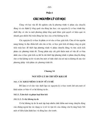 Giáo trình Cơ học lý thuyết - Chương 14: Nguyên lý di chuyển khả dĩ