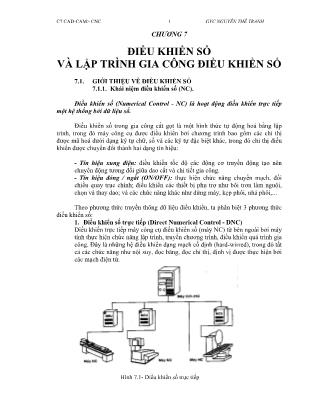 Giáo trình Công nghệ CAD/CAM - Chương 7: Điều khiển số và lập trình gia công điều khiển số - Nguyễn Thế Tranh