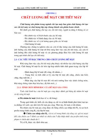 Giáo trình Công nghệ chế tạo máy - Chương 2: Chất lượng bề mặt chi tiết máy