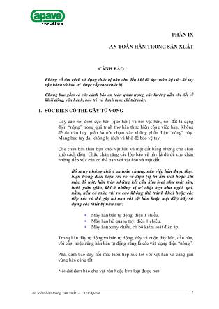 Giáo trình Công nghệ hàn - Phần IX: An toàn hàn trong sản xuất