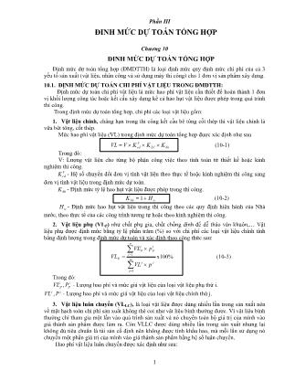 Giáo trình Định mức xây dựng cơ bản - Chương 10: Định mức dự toán tổng hợp