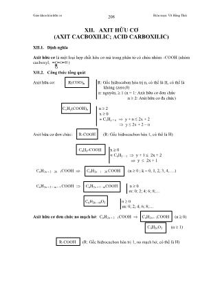 Giáo trình Hóa hữu cơ - Chương 12: Axit hữu cơ (Axit Cacboxilic; Acid Carboxilic)