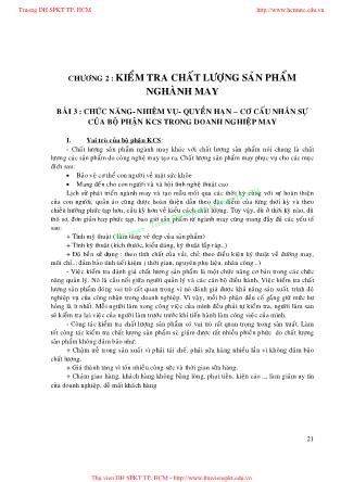 Giáo trình Kiểm tra chất lượng sản phẩm ngành may (Phần 2) - Trần Thanh Hương