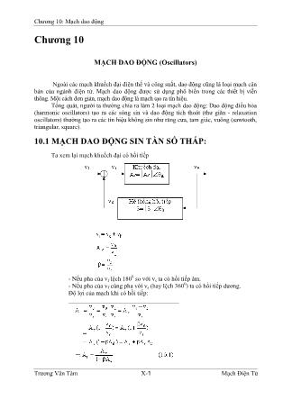 Giáo trình Mạch điện tử - Chương 10: Mạch dao động