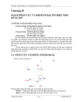 Giáo trình Mạch điện tử - Chương 2: Mạch phân cực và khuếch đại tín hiệu nhỏ dùng BJT