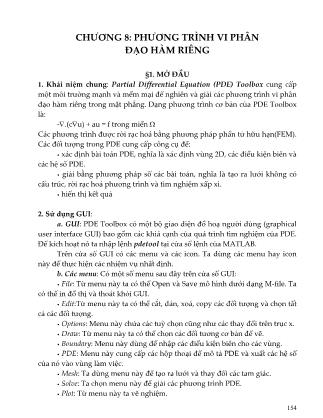 Giáo trình Matlab - Chương 8: Phương trình vi phân đạo hàm riêng (Phần 1)