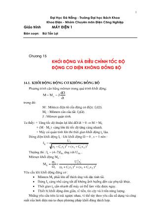 Giáo trình Máy điện 1 - Chương 15: Khởi động và điều chỉnh tốc độ động cơ điện không đồng bộ
